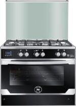 بوتاجاز غاز تي سيجنتشر يونيون اير، 5 شعلة، 60×90 سم، امان كامل، مروحة، C69SS-GC-447-ITSF-2W-TS-AL - فضي اسود