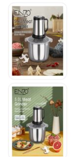 ⁦Enzo Grinder 5 Liter 1200 Watt , Silver - ITA20012⁩ - الصورة ⁦3⁩